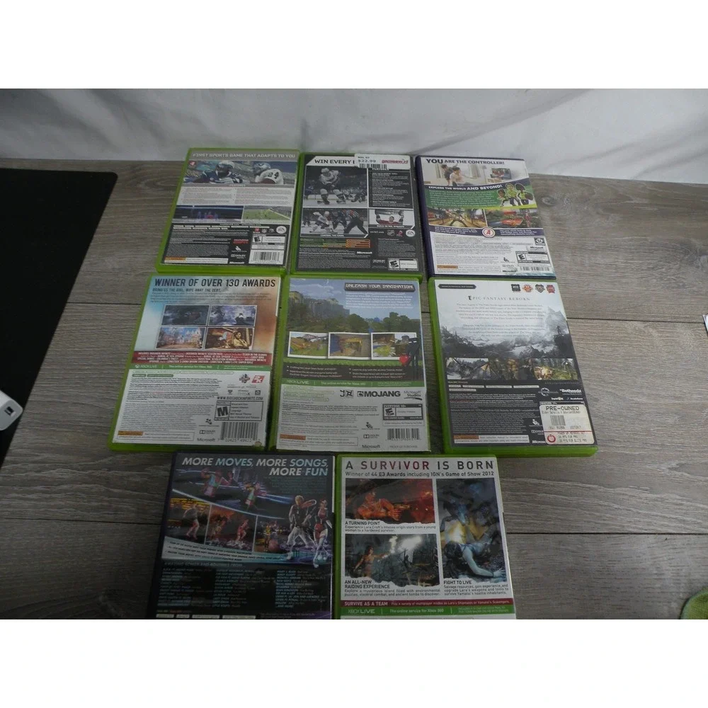 Xbox 360 Video Game Lot - Madden 09, NHL 07, Kinect Adventures & More! (8 Games)